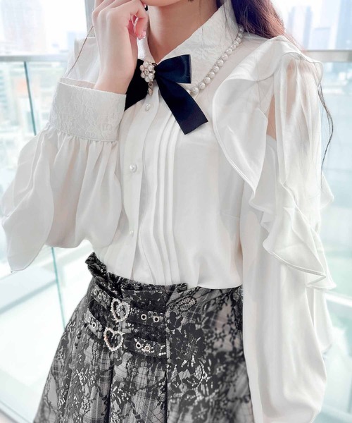 ROJITA（ロジータ）の「ラッフルスリーブパール衿ブラウス（シャツ/ブラウス・レディース・ブラック/ホワイト/パープル・FREE）」の15枚目の写真
