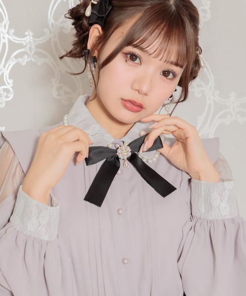 ROJITA（ロジータ）の「ラッフルスリーブパール衿ブラウス（シャツ/ブラウス・レディース・ブラック/ホワイト/パープル・FREE）」の10枚目の写真