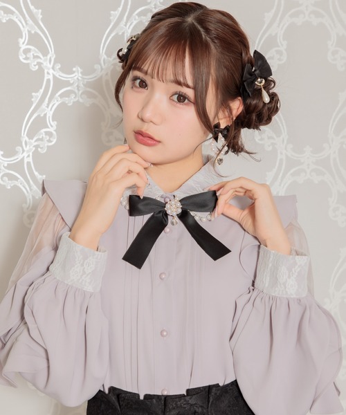 ROJITA（ロジータ）の「ラッフルスリーブパール衿ブラウス（シャツ/ブラウス・レディース・ブラック/ホワイト/パープル・FREE）」の18枚目の写真