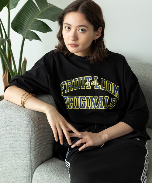 FRUIT OF THE LOOM(フルーツオブザルーム)の「ROOP TOKYO別注 : FRUIT OF THE LOOM/フルーツオブザルーム プリント Tee1 半袖Tシャツ(Tシャツ/カットソー・メンズ・グレー/ブラック/インディゴブルー/ホワイト・M/L/XL)」の16枚目の写真