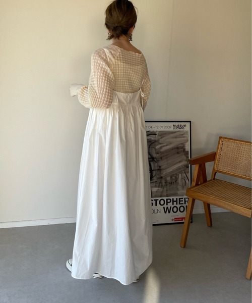 y/m by misato（イムバイミサト）の「タイプライターペプラムキャミワンピース（ワンピース・レディース・オフホワイト/ブラック・FREE）」の10枚目の写真