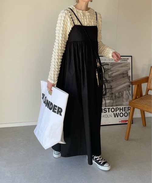 y/m by misato（イムバイミサト）の「タイプライターペプラムキャミワンピース（ワンピース・レディース・オフホワイト/ブラック・FREE）」の3枚目の写真