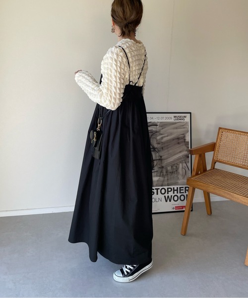 y/m by misato（イムバイミサト）の「タイプライターペプラムキャミワンピース（ワンピース・レディース・オフホワイト/ブラック・FREE）」の22枚目の写真