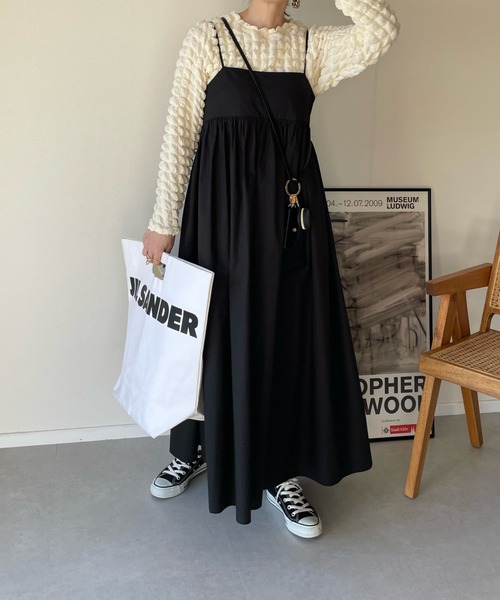 y/m by misato（イムバイミサト）の「タイプライターペプラムキャミワンピース（ワンピース・レディース・オフホワイト/ブラック・FREE）」の7枚目の写真