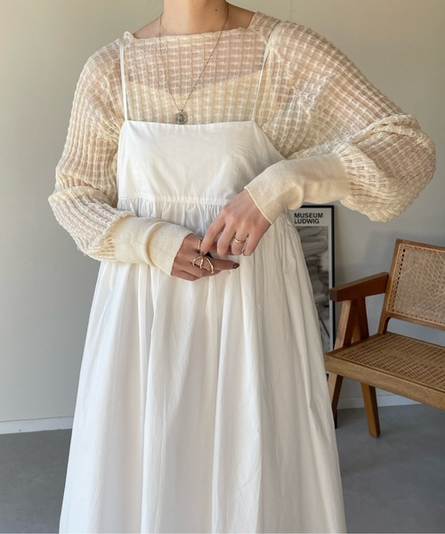 y/m by misato（イムバイミサト）の「タイプライターペプラムキャミワンピース（ワンピース・レディース・オフホワイト/ブラック・FREE）」の21枚目の写真