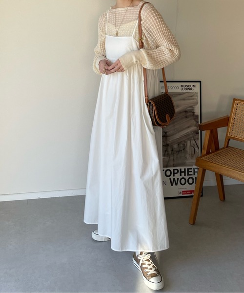 y/m by misato（イムバイミサト）の「タイプライターペプラムキャミワンピース（ワンピース・レディース・オフホワイト/ブラック・FREE）」の6枚目の写真