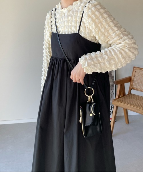 y/m by misato（イムバイミサト）の「タイプライターペプラムキャミワンピース（ワンピース・レディース・オフホワイト/ブラック・FREE）」の15枚目の写真