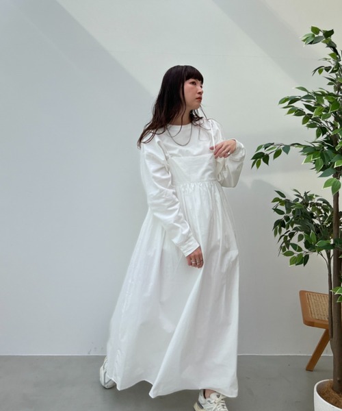 y/m by misato（イムバイミサト）の「タイプライターペプラムキャミワンピース（ワンピース・レディース・オフホワイト/ブラック・FREE）」の4枚目の写真