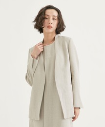 COMPACT WOOL NO-COLLAR JACKET | ATON (WOMEN)(エイトン