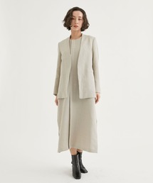 ATON エイトン ノーカラーリネンジャケット　size2 黒 ATON】セットアップスタイル | ONWARD CROSSET | ファッション
