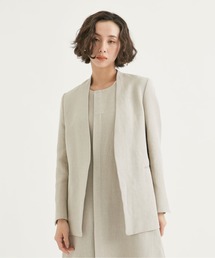 ATON エイトン ノーカラーリネンジャケット　size2 黒 ATON エイトン ウール サキソニー ウール ノーカラー ジャケット