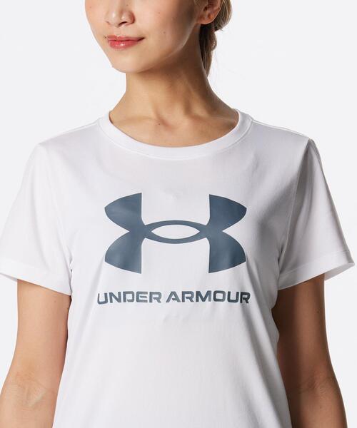 UNDER ARMOUR（アンダーアーマー）の「UAテック ショートスリーブTシャツ 〈ビッグロゴ〉（トレーニング/レディース）（Tシャツ/カットソー・レディース・ホワイト・XL/M/L/S）」の4枚目の写真