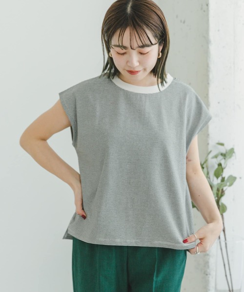ITEMS URBANRESEARCH(アイテムズ アーバンリサーチ)の「『UR TECH』クルーネックボーダーノースリーブTシャツ(Tシャツ/カットソー・レディース・ホワイト系その他/ブラウン系その他/その他1・FREE)」の10枚目の写真