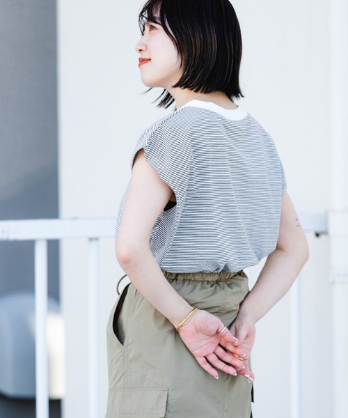 ITEMS URBANRESEARCH(アイテムズ アーバンリサーチ)の「『UR TECH』クルーネックボーダーノースリーブTシャツ(Tシャツ/カットソー・レディース・ホワイト系その他/ブラウン系その他/その他1・FREE)」の14枚目の写真