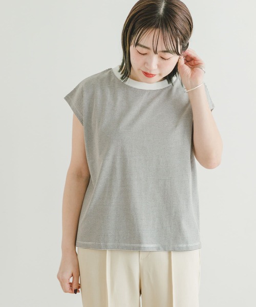 ITEMS URBANRESEARCH(アイテムズ アーバンリサーチ)の「『UR TECH』クルーネックボーダーノースリーブTシャツ(Tシャツ/カットソー・レディース・ホワイト系その他/ブラウン系その他/その他1・FREE)」の21枚目の写真