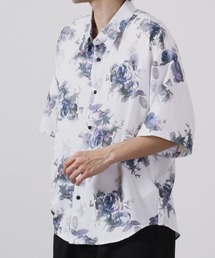 CIAO | ciao フラワー オーバーサイズ とろみレトロ半袖シャツ(シャツ/ブラウス)