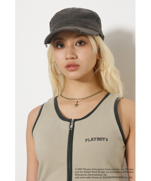 PLAYBOY(プレイボーイ)の「PLAYBOY×LAGUA ZIP TANK(タンクトップ・レディース・ライトブラック/グレイッシュベージュ・FREE)」の10枚目の写真