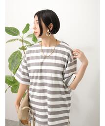 Lugnoncure | 太ボーダーチュニック(Tシャツ/カットソー)