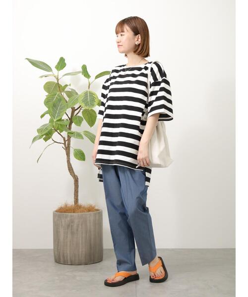 Lugnoncure(ルノンキュール)の「太ボーダーチュニック(Tシャツ/カットソー・レディース・グリーン/グレー/ブラック・フリ-)」の14枚目の写真