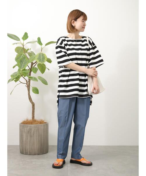 Lugnoncure(ルノンキュール)の「太ボーダーチュニック(Tシャツ/カットソー・レディース・グリーン/グレー/ブラック・フリ-)」の16枚目の写真