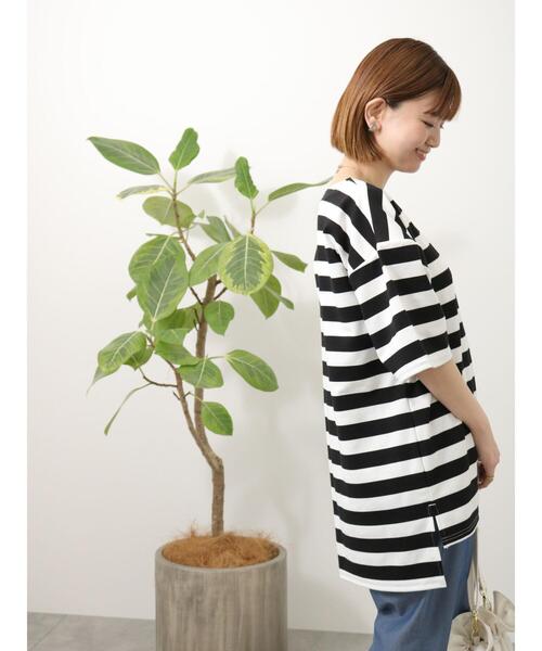 Lugnoncure(ルノンキュール)の「太ボーダーチュニック(Tシャツ/カットソー・レディース・グリーン/グレー/ブラック・フリ-)」の17枚目の写真