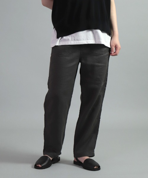 OMNIGOD（オムニゴッド）の「[OMNIGOD womens / オムニゴッド]　リネンツイル PWイージーパンツ（その他パンツ・レディース・ネイビー/ブラウン/グレー/ライトブラウン/ライトブルー/ブラック/グレイッシュベージュ・1/0）」の2枚目の写真