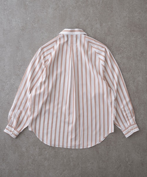 BRICK & SONS（ブリックアンドサンズ）の「リラックスラグランスリーブシャツ＜ブラウンストライプ＞（シャツ/ブラウス・メンズ・ブラウン・XS/S/M/L）」の2枚目の写真