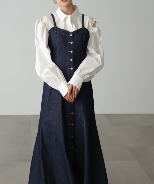 FREE'S MART(フリーズマート)の「◇【3サイズ展開XS-M】 バックリボンマーメイドデニムジャンパースカート【低身長サイズ有】(ジャンパースカート・レディース・ワンウォッシュ/ブラック・MEDIUM/SMALL/X-SMALL)」の15枚目の写真