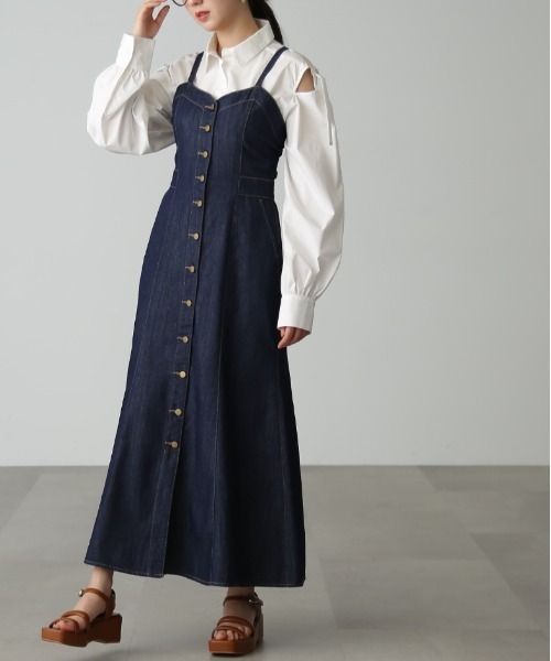 FREE'S MART(フリーズマート)の「◇【3サイズ展開XS-M】 バックリボンマーメイドデニムジャンパースカート【低身長サイズ有】(ジャンパースカート・レディース・ワンウォッシュ/ブラック・MEDIUM/SMALL/X-SMALL)」の16枚目の写真