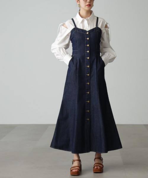 FREE'S MART(フリーズマート)の「◇【3サイズ展開XS-M】 バックリボンマーメイドデニムジャンパースカート【低身長サイズ有】(ジャンパースカート・レディース・ワンウォッシュ/ブラック・MEDIUM/SMALL/X-SMALL)」の20枚目の写真