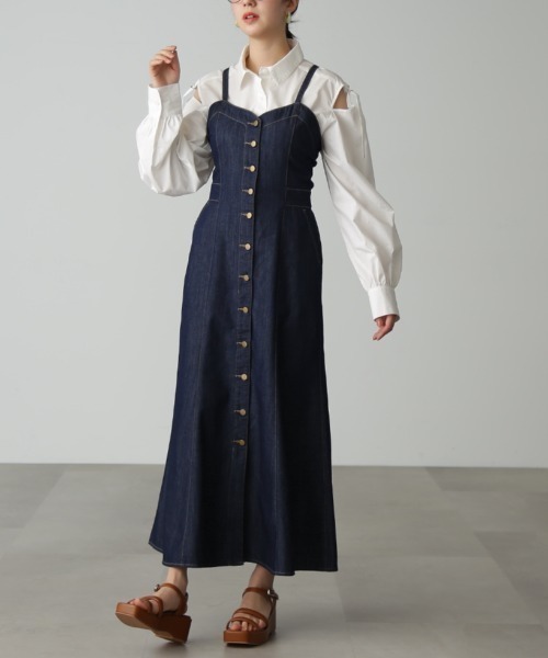 FREE'S MART(フリーズマート)の「◇【3サイズ展開XS-M】 バックリボンマーメイドデニムジャンパースカート【低身長サイズ有】(ジャンパースカート・レディース・ワンウォッシュ/ブラック・MEDIUM/SMALL/X-SMALL)」の21枚目の写真