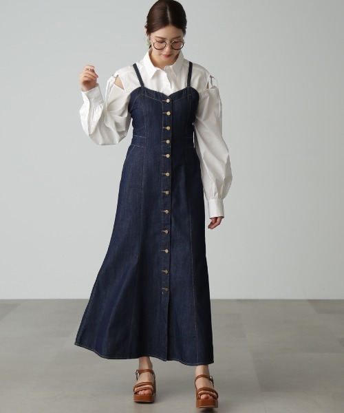 FREE'S MART(フリーズマート)の「◇【3サイズ展開XS-M】 バックリボンマーメイドデニムジャンパースカート【低身長サイズ有】(ジャンパースカート・レディース・ワンウォッシュ/ブラック・MEDIUM/SMALL/X-SMALL)」の22枚目の写真