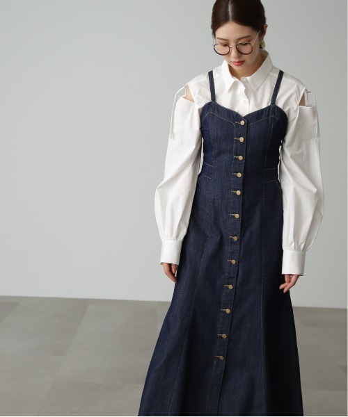 FREE'S MART(フリーズマート)の「◇【3サイズ展開XS-M】 バックリボンマーメイドデニムジャンパースカート【低身長サイズ有】(ジャンパースカート・レディース・ワンウォッシュ/ブラック・MEDIUM/SMALL/X-SMALL)」の14枚目の写真