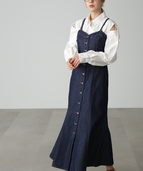 FREE'S MART(フリーズマート)の「◇【3サイズ展開XS-M】 バックリボンマーメイドデニムジャンパースカート【低身長サイズ有】(ジャンパースカート・レディース・ワンウォッシュ/ブラック・MEDIUM/SMALL/X-SMALL)」の19枚目の写真