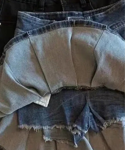 ROOPTOKYO（ループトウキョウ）の「▲Denim Pleats Mini Skirt / デニムプリーツミニスカート（スカート・レディース・ブラック/ブルー・S/L/M）」の6枚目の写真