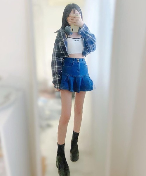 ROOPTOKYO（ループトウキョウ）の「▲Denim Pleats Mini Skirt / デニムプリーツミニスカート（スカート・レディース・ブラック/ブルー・S/L/M）」の18枚目の写真
