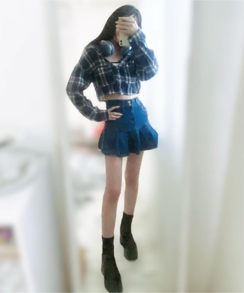 ROOPTOKYO（ループトウキョウ）の「▲Denim Pleats Mini Skirt / デニムプリーツミニスカート（スカート・レディース・ブラック/ブルー・S/L/M）」の17枚目の写真