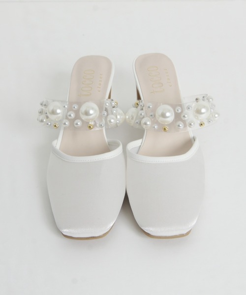 tocco closet（トッコ　クローゼット）の「パールスタッズ付きミュールサンダル（サンダル・レディース・ブラック/オフホワイト・M/L/S）」の10枚目の写真