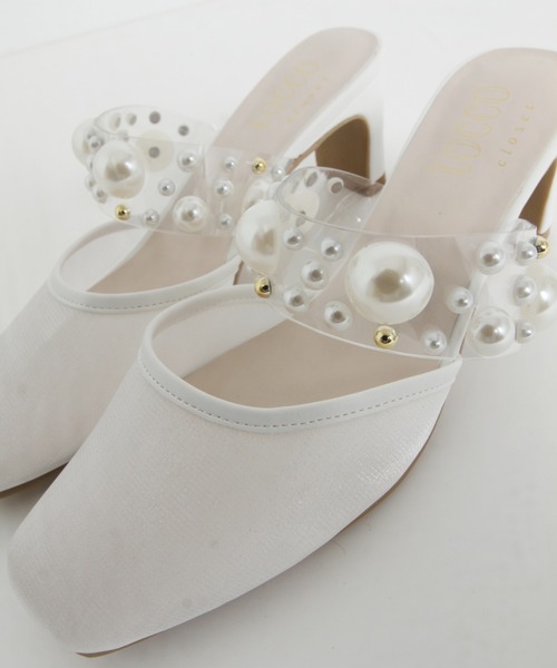 tocco closet（トッコ　クローゼット）の「パールスタッズ付きミュールサンダル（サンダル・レディース・ブラック/オフホワイト・M/L/S）」の16枚目の写真