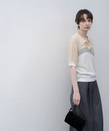 tシャツ 「 EKCOOKIES 」シアーポロシャツニットトップス レディース EKCOOKIES tシャツ 「 」シアーポロシャツニットトップス