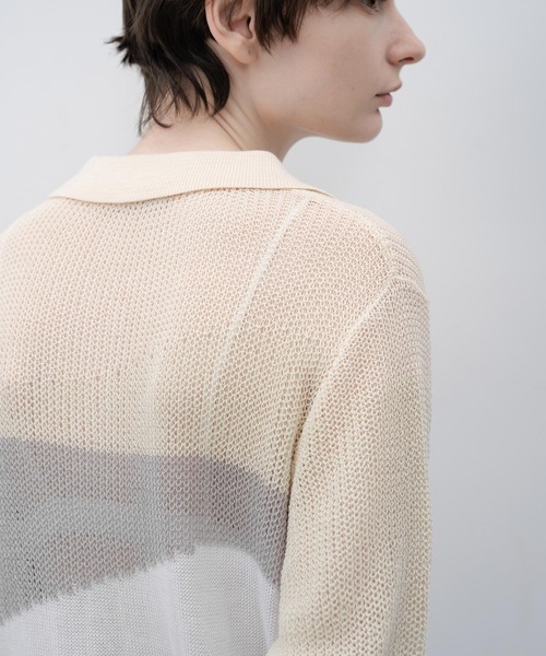 セール】【 EKCOOKIES 】シアーポロシャツニットトップス（T