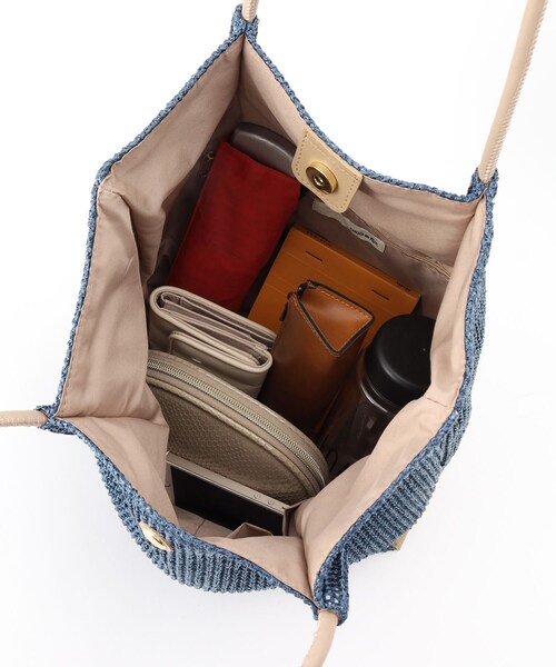 SHOO・LA・RUE（シューラルー）の「◆雑材風細ハンドルトートバッグ（トートバッグ・レディース・ネイビー/ベージュ/アイボリー・00）」の15枚目の写真