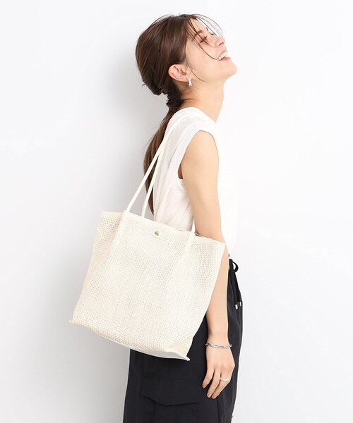 SHOO・LA・RUE（シューラルー）の「◆雑材風細ハンドルトートバッグ（トートバッグ・レディース・ネイビー/ベージュ/アイボリー・00）」の11枚目の写真