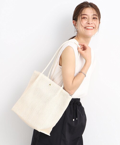 SHOO・LA・RUE（シューラルー）の「◆雑材風細ハンドルトートバッグ（トートバッグ・レディース・ネイビー/ベージュ/アイボリー・00）」の22枚目の写真