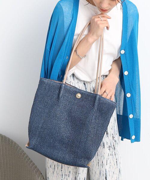 SHOO・LA・RUE（シューラルー）の「◆雑材風細ハンドルトートバッグ（トートバッグ・レディース・ネイビー/ベージュ/アイボリー・00）」の6枚目の写真