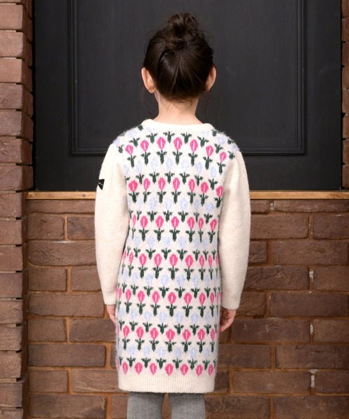 trois lapins kp(トロワラパンケーピー)の「花柄ジャガードニットワンピース(100~150cm)(ワンピース・キッズ・ネイビー/ピンク・100cm/110cm/120cm/130cm/140cm/150cm)」の4枚目の写真