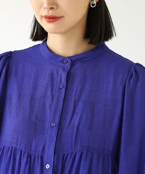 e-zakkamania stores(イーザッカマニアストアーズ)の「楊柳シアー ティアードシャツワンピース(シャツワンピース・レディース・ブラック/グリーン/ライトグレー/ブルー・M)」の5枚目の写真