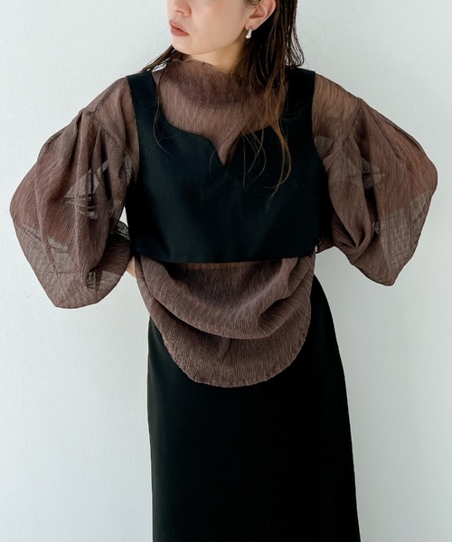 y/m by misato（イムバイミサト）の「楊柳シフォンパフスリーブブラウス（シャツ/ブラウス・レディース・オフホワイト/ブラウン・FREE）」の20枚目の写真