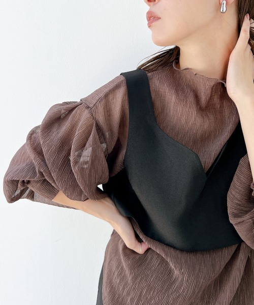 y/m by misato（イムバイミサト）の「楊柳シフォンパフスリーブブラウス（シャツ/ブラウス・レディース・オフホワイト/ブラウン・FREE）」の16枚目の写真