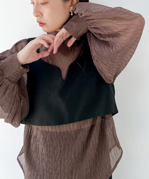 y/m by misato（イムバイミサト）の「楊柳シフォンパフスリーブブラウス（シャツ/ブラウス・レディース・オフホワイト/ブラウン・FREE）」の21枚目の写真